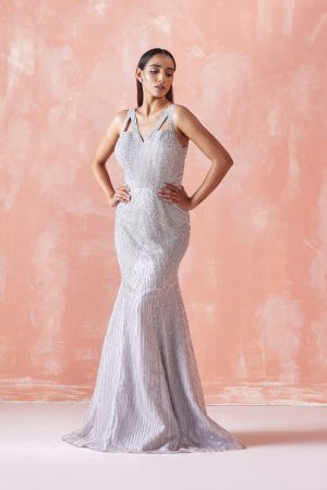 Silver Embroidered Gown