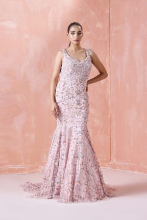 Peach Embroidered Gown
